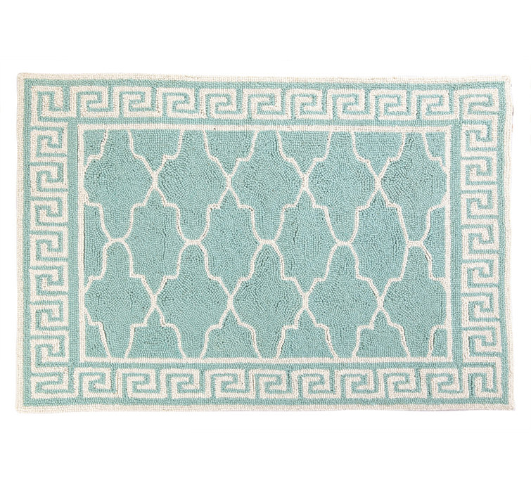 Highland Dunes Makena Handmade Looped/Hooked Wool Turquoise Rug Wayfair